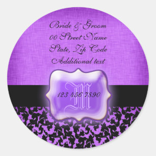 Adesivo Damasco floral "do casamento preto roxo do