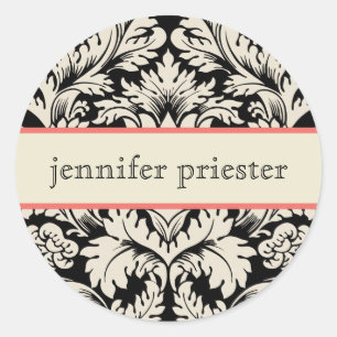 Adesivo Damasco Floral Preto E Beige Vintage 2