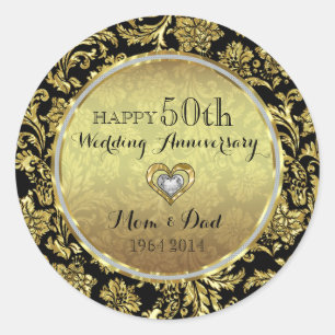 Adesivo Damasco Negro e Dourado 50º Aniversário de Casamen
