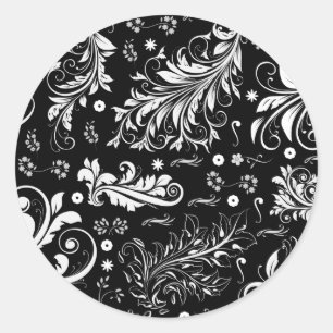 Adesivo Damasco, Ornaments, Swirls - Branco Preto