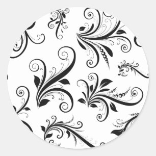 Adesivo Damasco, Ornaments, Swirls - Branco Preto
