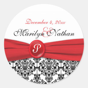 Adesivo Damasco preto com vermelho 1,5" da papoila