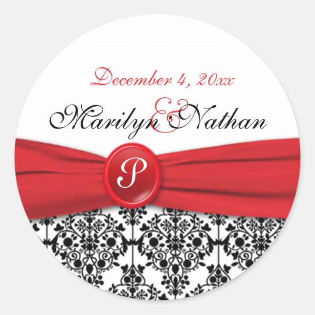 Adesivo Damasco Preto com Vinheta Redonda Vermelha Picada  (Frente)