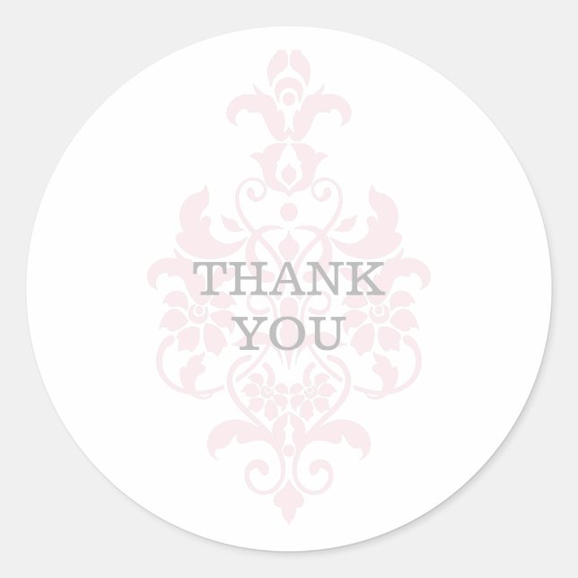 Adesivo Damasco Sutil Rosa Obrigado Stickers (Frente)