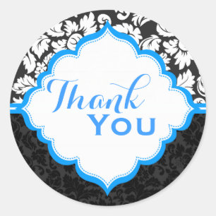 Adesivo Damascos florais pretos 2 do vintage branco & azul