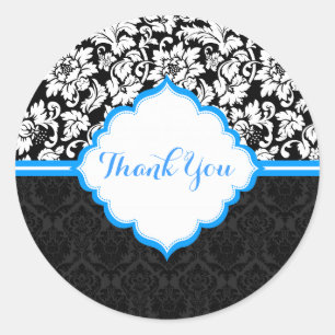 Adesivo Damascos florais pretos do vintage branco & azul