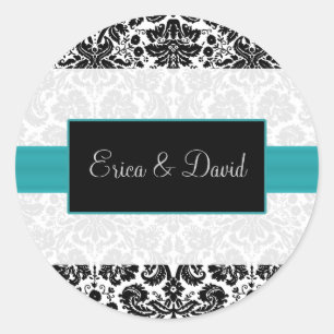 Adesivo damask aqua Wedding Monograma stickers