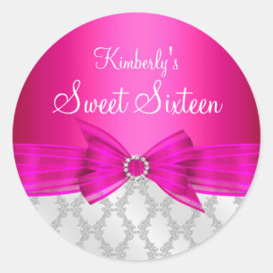 Adesivo Damask & Bow Rosa Sweet Sixteen