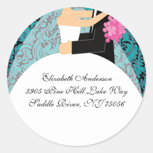 Adesivo Damask Bride & Große Address Sticker Turquoise