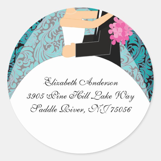 Adesivo Damask Bride & Große Address Sticker Turquoise (Frente)