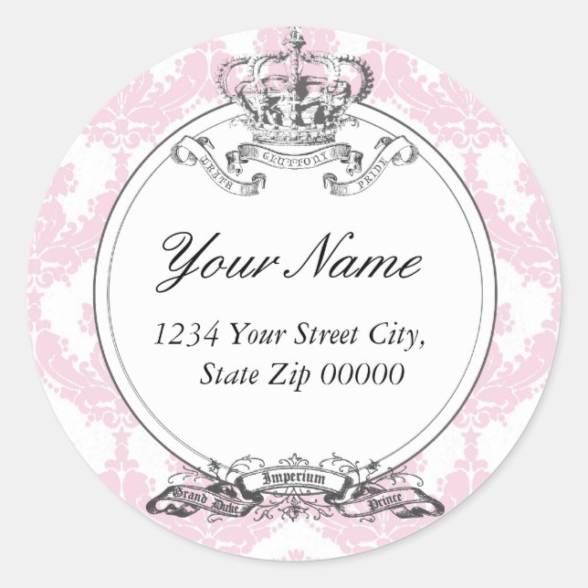Adesivo Damask Crown Address Sticker<Peach> (Frente)