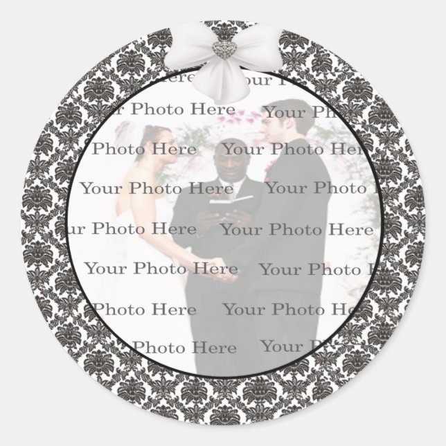 Adesivo Damask Elegance Wedings Round Stickers (Frente)