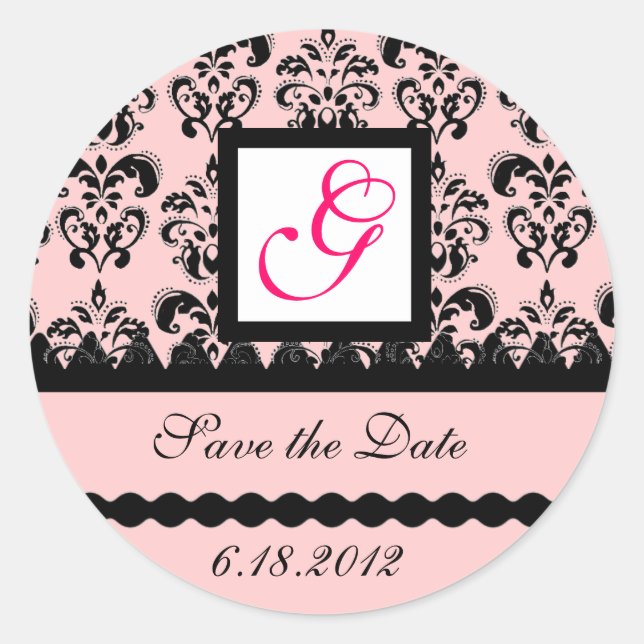 Adesivo DAMASK MONOGRAM, Fúchsia rosa (Frente)