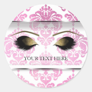 Adesivo Damask Rosa Vintage Glam Modern Makeup Eyelashes