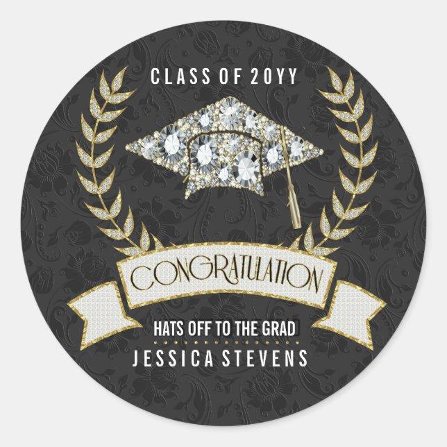 Adesivo Damões Pretos E Dourados E Chapéu De Graduação (Frente)