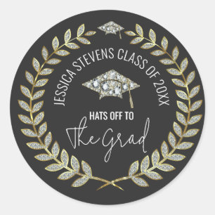 Adesivo Damson Dourado e Faux  Graduação Hat Wreath