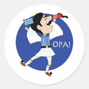 Adesivo Dança de Evzone do grego com bandeira OPA!