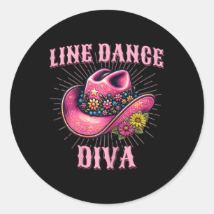 Adesivo Dança de linha Western Pink Cowgirl Hat Line Dance