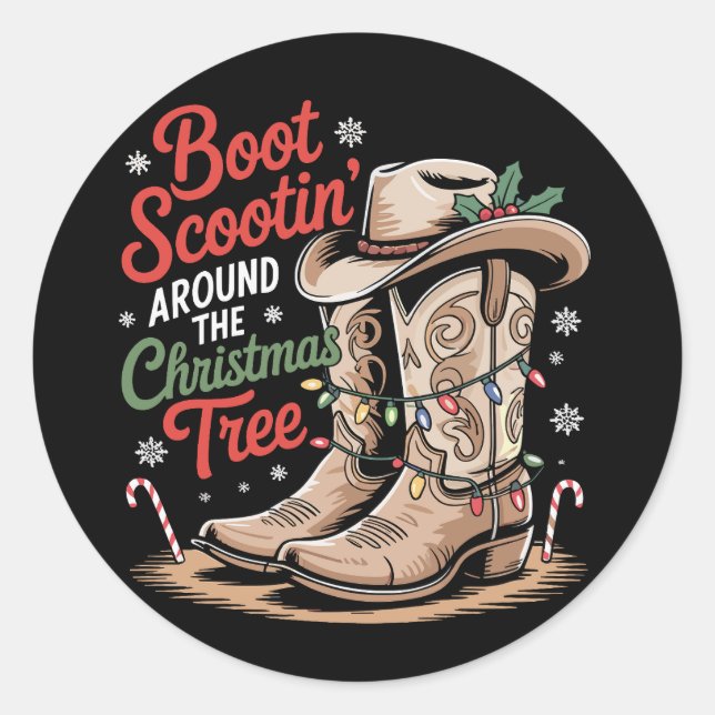 Adesivo Dançando ao Redor da Árvore de Natal Western (Frente)