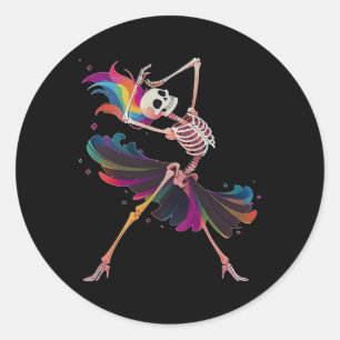 Adesivo Dançando esqueleto Rainbow Ballerina Halloween