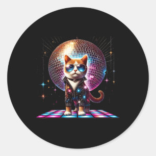 Adesivo Dançando Gato Disco Ball Kitten Gatinho Lover Funn