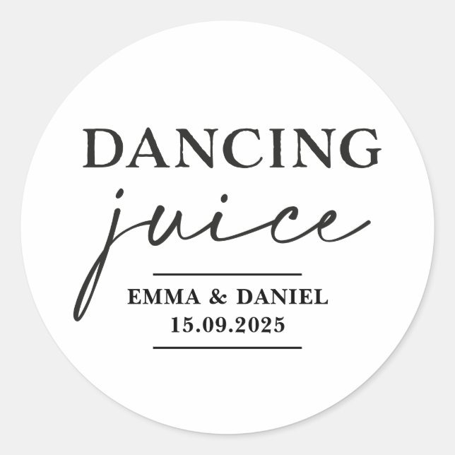Adesivo Dançando Juice Weding Favor Stickers (Frente)