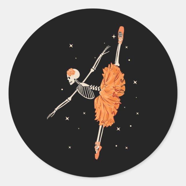 Adesivo Dançando Skeleton Ballerina Balé Dance Halloween (Frente)