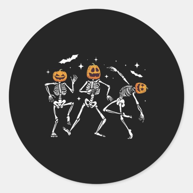 Adesivo Dançando Skeleton Pumpkin Halloween (Frente)