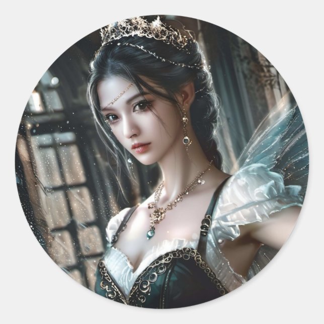 Adesivo Dançarina balé em um Tu Verde e Asas Fadas (Frente)