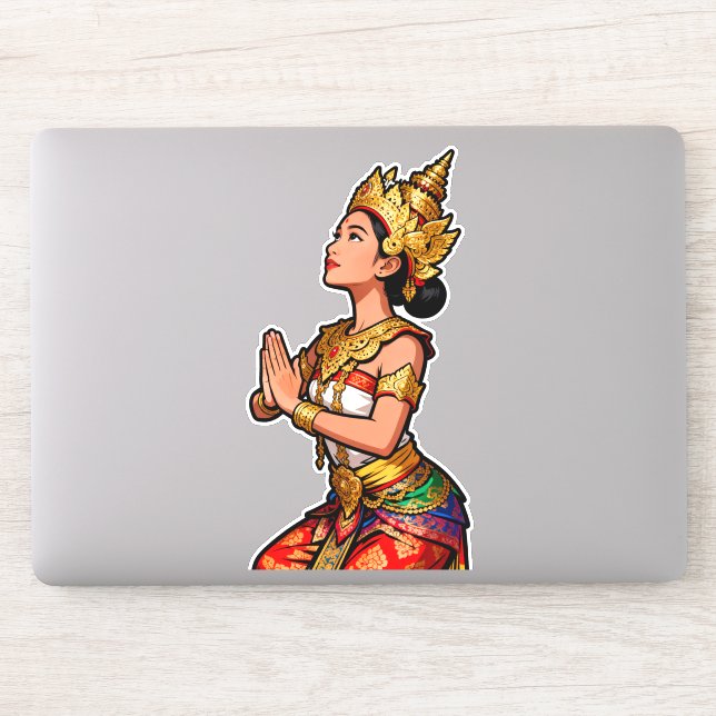 Adesivo Dançarina Legong Balinesa Rosa (Computador)