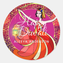 Adesivo Dançarina Personalizada da Festa Diwali Bollywood