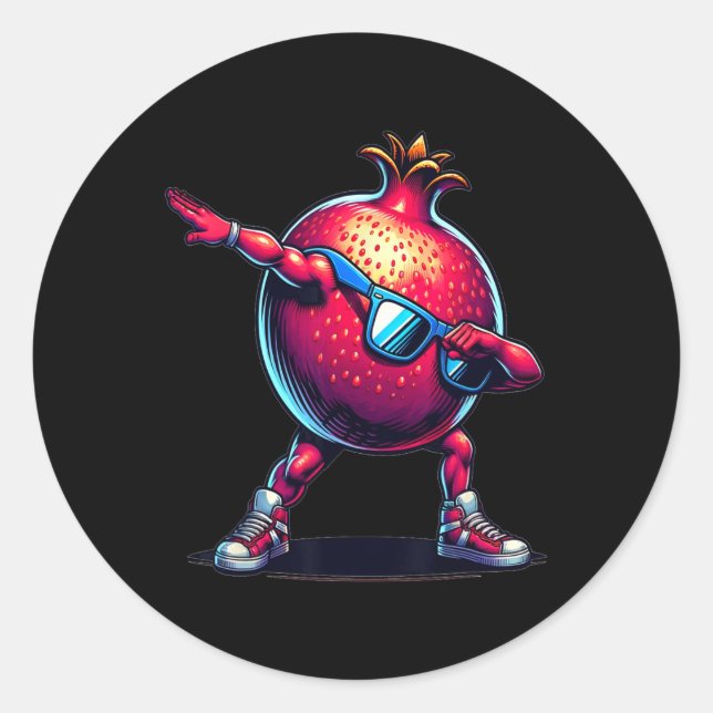 Adesivo Dance Dab Pomegranate Funny Dancing Dabbing Fruta (Frente)