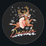 Adesivo Dancer Merry Christmas Dancing Reindeer Deer Xmas<br><div class="desc">Camisa de barriga de rena fácil disfarce preguiçoso camiseta bonitinho vestida de veado bonitinho camisa diversão de renas de cinta fantasias Perfeito de presente de Natal,  Ação de Graças ou Halloween para vestir em um grupo e combinar com outras peles de animais como cervo ou urso.</div>