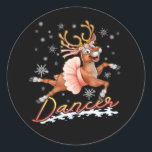 Adesivo Dancer Merry Christmas Dancing Reindeer Deer Xmas<br><div class="desc">Camisa de barriga de rena fácil disfarce preguiçoso camiseta bonitinho vestida de veado bonitinho camisa diversão de renas de cinta fantasias Perfeito de presente de Natal,  Ação de Graças ou Halloween para vestir em um grupo e combinar com outras peles de animais como cervo ou urso.</div>