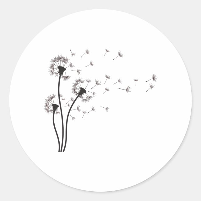 Adesivo Dandelion de Flor Selvagem Negro (Frente)