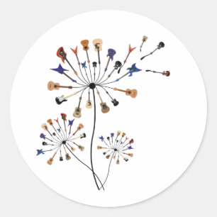 Adesivo Dandelion Flowers Musical Lover Guitarlist
