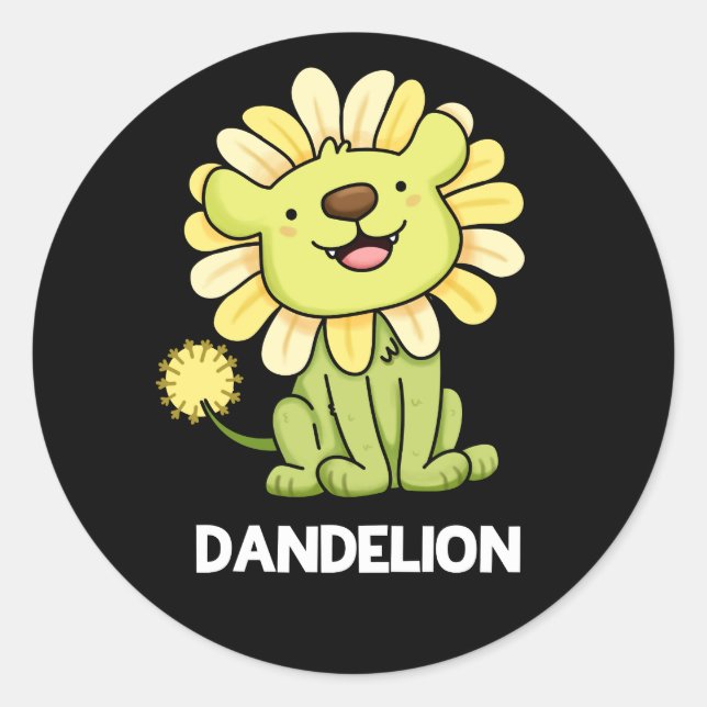 Adesivo Dandelion Funny Lion Pun Dark BG (Frente)