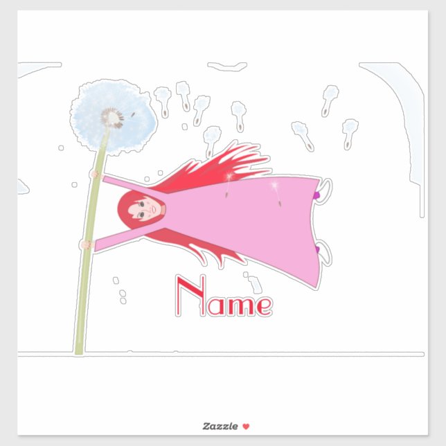 Adesivo Dandelion Girl Thunder_Cove de cabelos vermelhos (Folha)