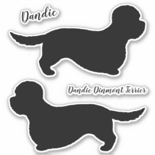 Adesivo Dandie Dinmont Terrier Dog Silhouettes Sticker Set