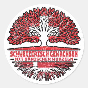 Adesivo Dänemark Dänisch Schweizer Schweiz Baum Wurzel