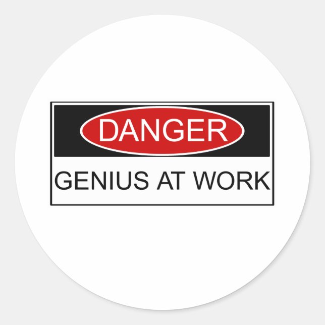 Adesivo Danger Genius no Trabalho (Frente)
