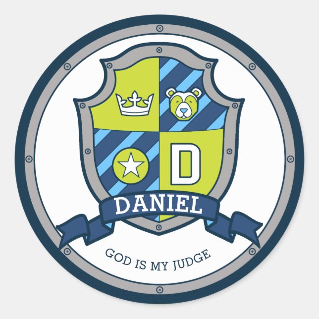 Adesivo Daniel - letra D nome que significa heraldry shiel (Frente)