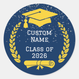 Adesivo Dark Blue & Gold Class of 2026 Graduation Sticker