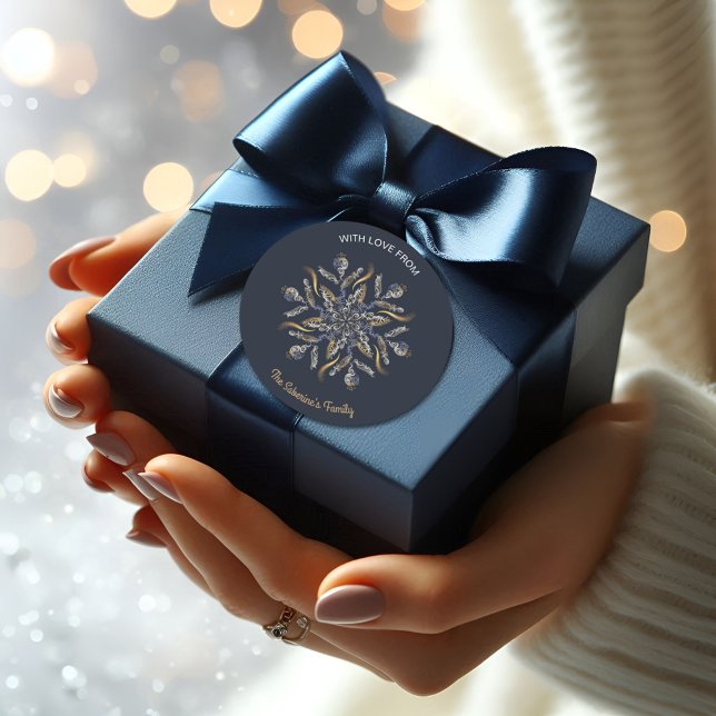 Adesivo Dark Blue & Gold Midnight Sparkle Stars New Year  (Criador carregado)