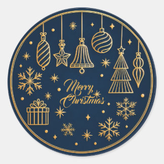 Adesivo Dark Blue &Gold Ornament Merry Christma Sticker