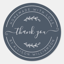Adesivo Dark Blue Homemade Thank You Label