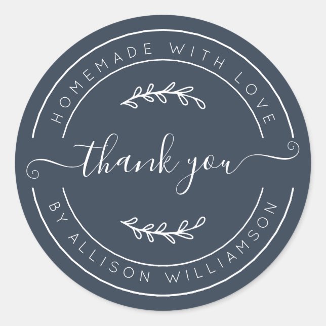 Adesivo Dark Blue Homemade Thank You Label (Frente)