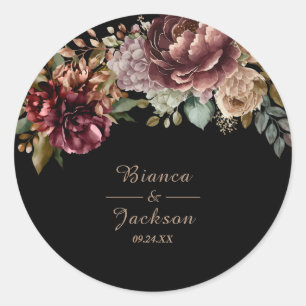 Adesivo Dark Burgundy Watercolor Floral, a favor do casame