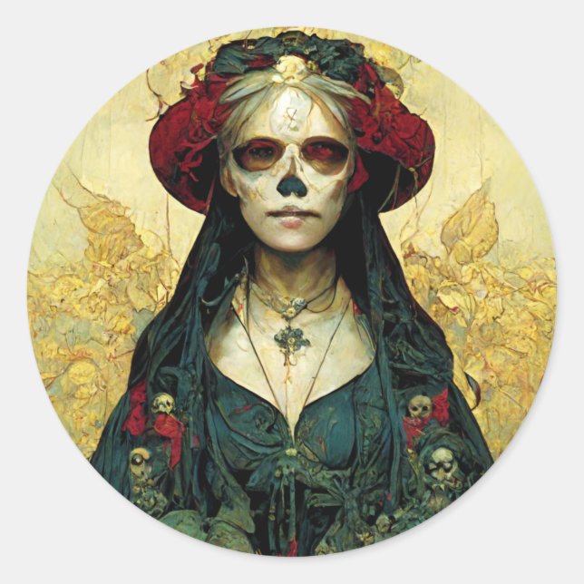 Adesivo Dark Fantasy Gótica Mulher do Crânio (Frente)