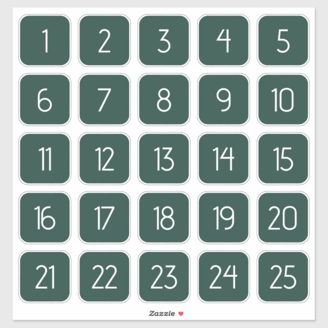 Adesivo Dark Green Customizable Square Number Stickers  (Folha)